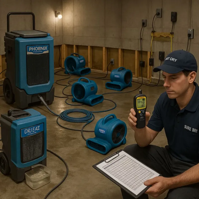 Structural Drying and Dehumidification process in Bridgewater, MA